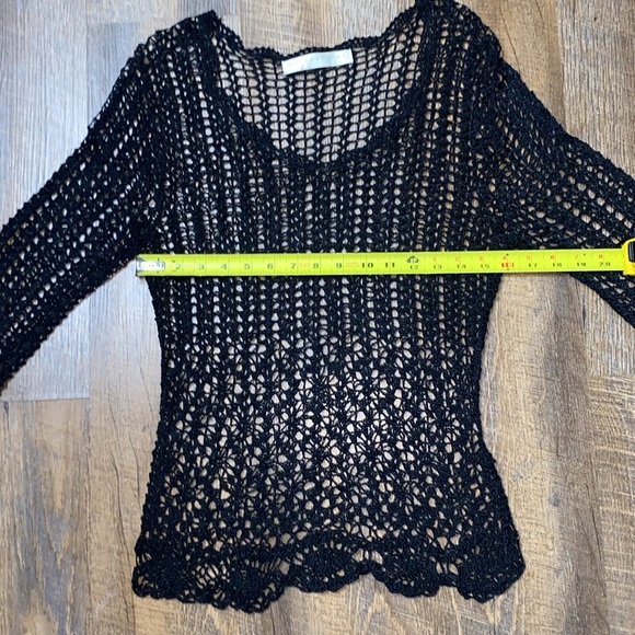 BETTE PAIGE DAISY CROCHET OPEN KNIT BELL SLEEVES WITCHY COVER UP WHIMSICAL VNTG - Picture 10 of 11